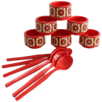 Schultz 6 Stuks Eierdopjes 6 Stuks Lepeltjes, Jaren '70 thumbnail 1