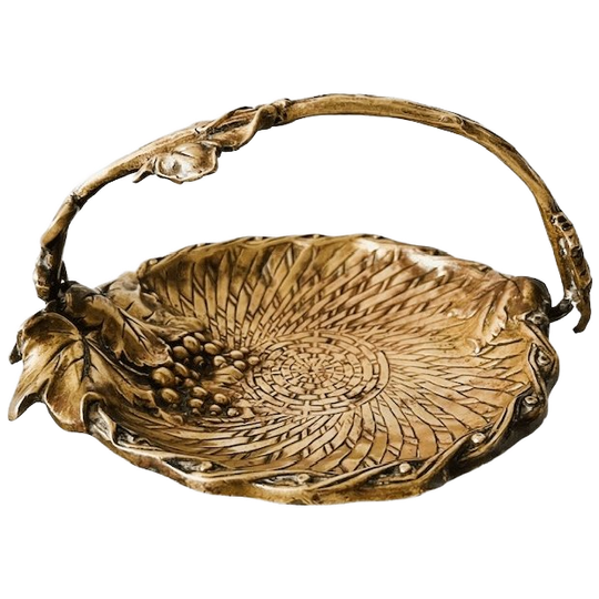 Antieke Art Nouveau Messing Schaaltje Vlechtwerk Wijnbladeren 1900’s 1