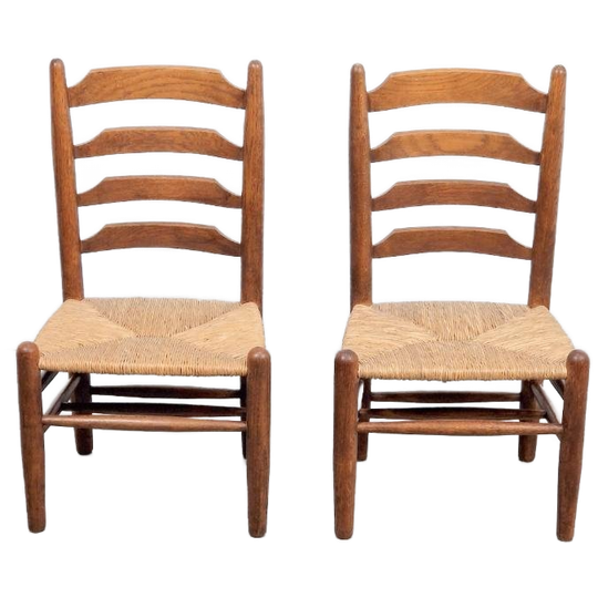 Set Vintage Brutalist Charlotte Perriand Ladderstoel ‘60 1