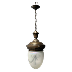 Antieke Hanglamp Met Matglazen Geslepen Glas thumbnail 1