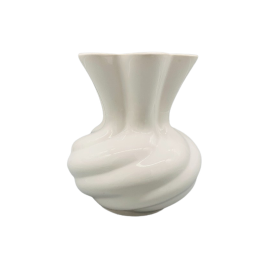 Vintage Swirl Vaas Wit Geglazuurd Keramiek 1