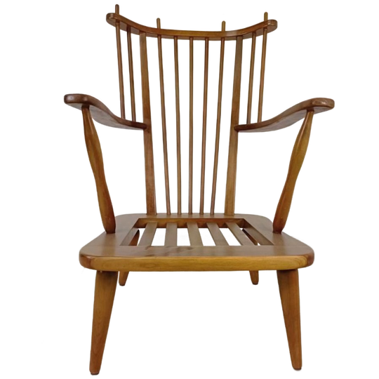 Mid-century Vintage Spijlenstoel, Fauteuil Scandinavisch 1