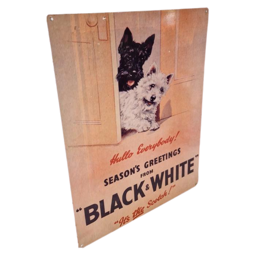 Vintage Blikken Plaat Black & White Scotch Reclameplaat