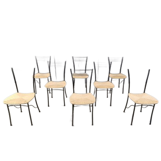 Vintage Italian Bistro And Papercord Dining Chairs, 1980s 1