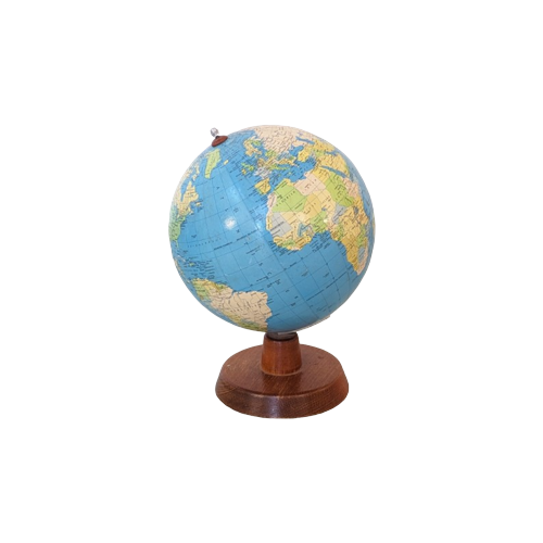 Globe – Houten Voet En Kartonnen Bol – Jaren 70 - (Mm24)