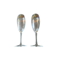 2 Stuks Vintage Champagne Glazen Goudkleurige Blaadjes