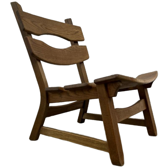 Vintage Houten Design Lounge Stoel Binnen/Buiten Brutalisme 1
