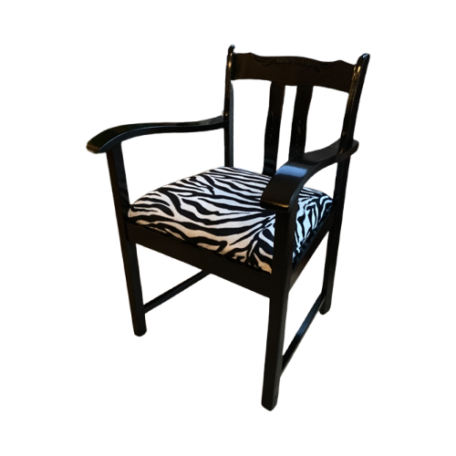 Gerestylde Antieke Houten Stoel Met Zebraprint