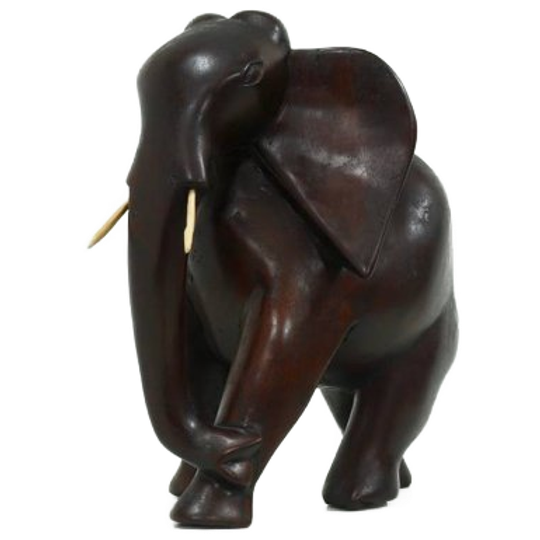 Large Mahogany Sculptural Elephant 1970s 1