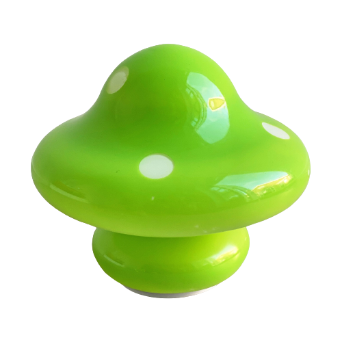 Groen Met Witte Stippen Glazen Paddestoel Tafellamp, Mushroom Lamp