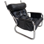 70's Vintage Fauteuil Leren Lounge Buizenframe Stoel thumbnail 1