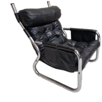70's Vintage Fauteuil Leren Lounge Buizenframe Stoel