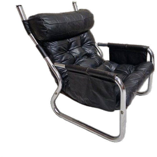 70's Vintage Fauteuil Leren Lounge Buizenframe Stoel 1
