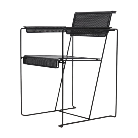 4 X Minimalist Steel Perforated Chairs / Netherlands 1970s 1