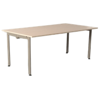 Ahrend 500 Bureau, Eiken Blad, 180 X 100, Donker Aluminium Vaste Hoogte Onderstel