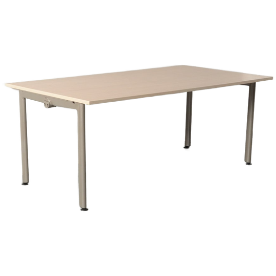 Ahrend 500 Bureau, Eiken Blad, 180 X 100, Donker Aluminium Vaste Hoogte Onderstel 1