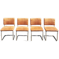 Bruin Leren Buisframe Stoelen (4 Stuks)