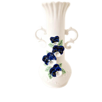 Vintage Wit Vaasje Met Paarse Viooltjes Bloemen Vaas