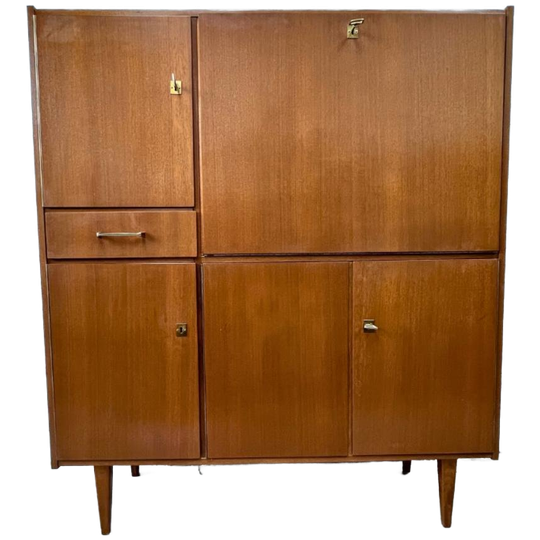 Vintage Hoge Kast - Verschillende Vakken - Secretaire / Bar 1