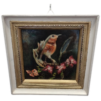 Vintage Schilderij Met Vogel