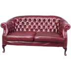 Rundlederen Vintage 2 Zits Chesterfield Bank thumbnail 1