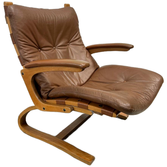 Midcentury Design Fauteuil Leer – Solheim, Rybo Rykken 1