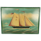 Vintage Beschilderd Paneel Met Schip thumbnail 1