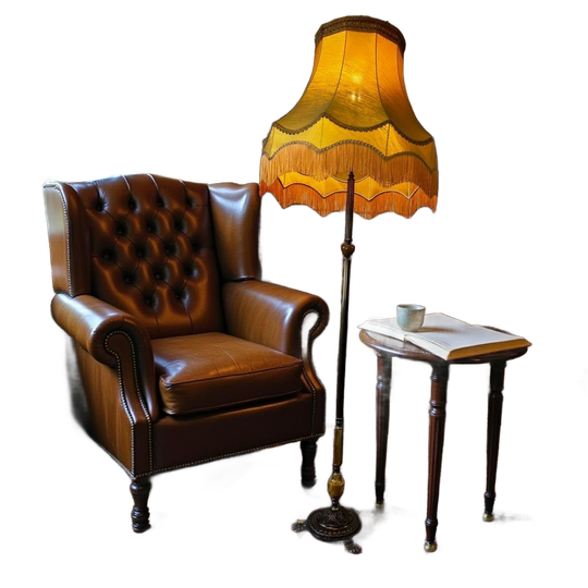 Vintage Gouden Staanlamp Met Kap Met Franjes 1