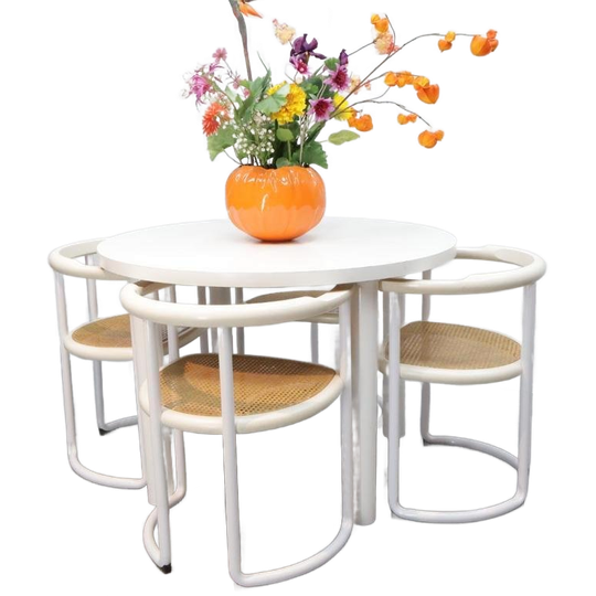 Ronde Eettafel | Wit Formica | Metalen Poten 1
