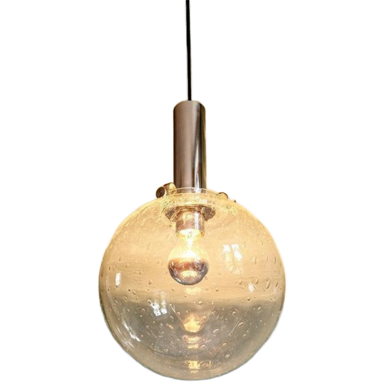 Space Age Hanglamp In Geblazen Bubbelglas, Jaren 70 1