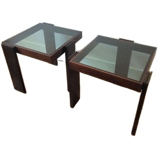 Houten Modulaire Vintage Bijzettafeltjes 1