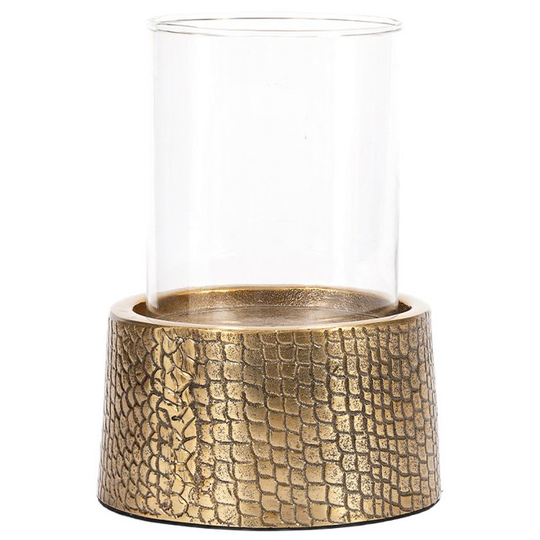 Bazar Bizar | De Croco Kaarsenhouder Met Glas - Messing - L 1