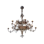 Large Antique Metal Chandelier thumbnail 1
