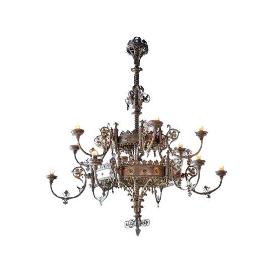 Large Antique Metal Chandelier 1