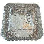 Vintage Plafoniere, Plafond Lamp In Reliëf Glas, Vierkant thumbnail 1