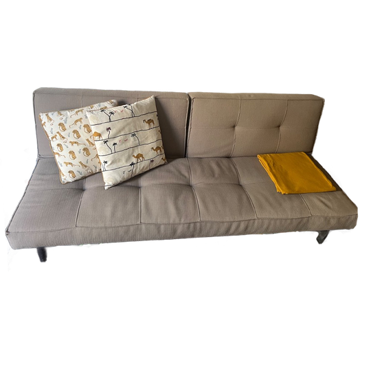 Innovation Living Splitback Sofa With Grey Fabric And Chrome Legs 1