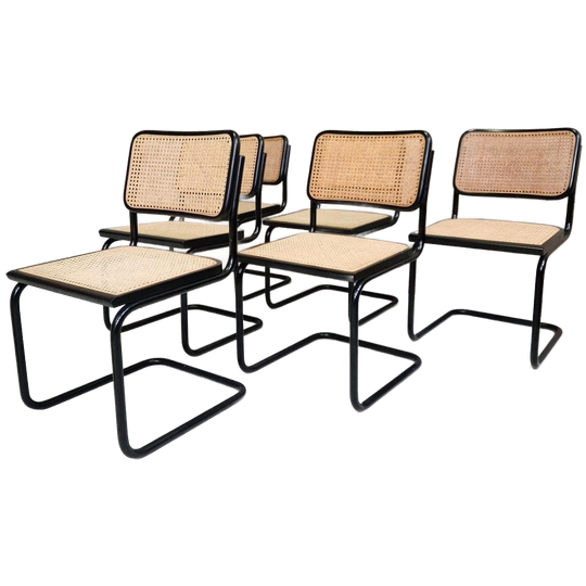 Set Van 6 Cesca Stoelen Marcel Breuer Stijl Webbing Stoelen 1