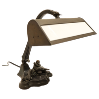 Antieke Art-Deco Bureaulamp Met Pierrot/Harlequin, Jaren '20