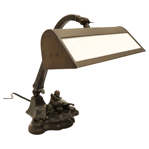 Antieke Art-Deco Bureaulamp Met Pierrot/Harlequin, Jaren '20