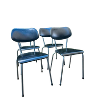 Zwarte Retro Skai Stoelen 4 Stuks