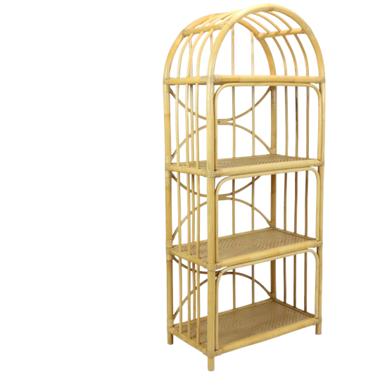 Groot Vintage Rotan Rek Boekenkast Boho Stijl 175cm 1