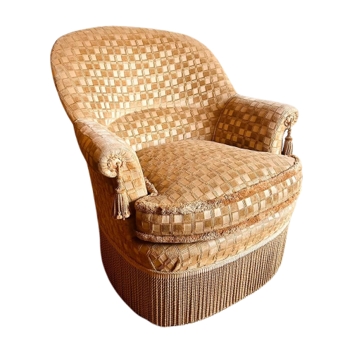 Vintage Fluweel Fauteuil Met Franjes Boudoir