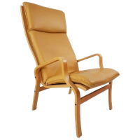 Vintage Fauteuil Mosterd Geel Leer Leather Chair Ostergaard