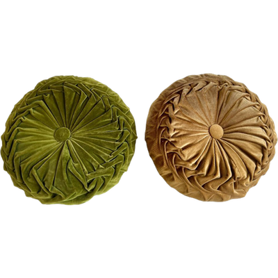 Set Van 2 Ronde Sierkussens Met Knopen - Zacht Beige Bouclé Kussen Voor Bank En Bed