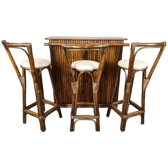 Bamboe Tiki Bar Met 3 Barstoelen 1