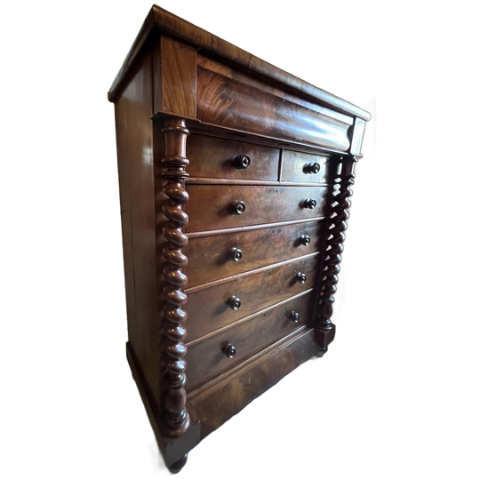 Antieke Mahonie Royale Schotse Ladekast Met 7 Lades, 158 Cm Hoog 1