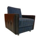 Vintage Fauteuil Blauw Met Zwart thumbnail 1