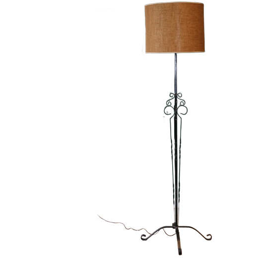 Zeer Grote Brutalistische Smeedijzeren Vloerlamp, Circa 1950 1