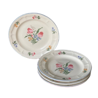 Luneville Set Van 4 Vintage Borden Met Bloemmotief