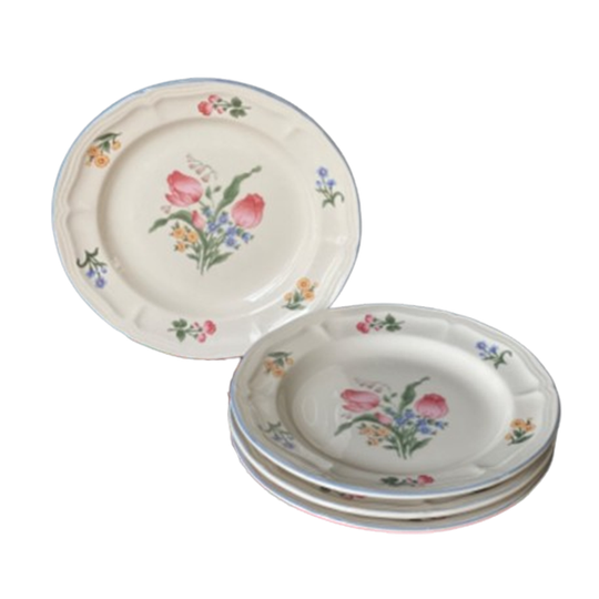 Luneville Set Van 4 Vintage Borden Met Bloemmotief 1